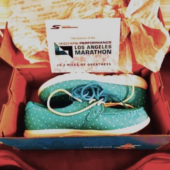 Skechers Go Walk Lite Turquoise Polka Dot Goga Max Sneakers Size 9.5M NWT - Picture 6 of 7